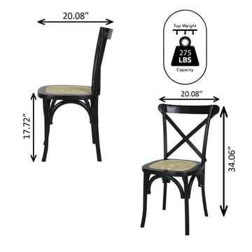 Cassis Traditional X-Back Wood Rattan Dining Chair - JONATHAN Y